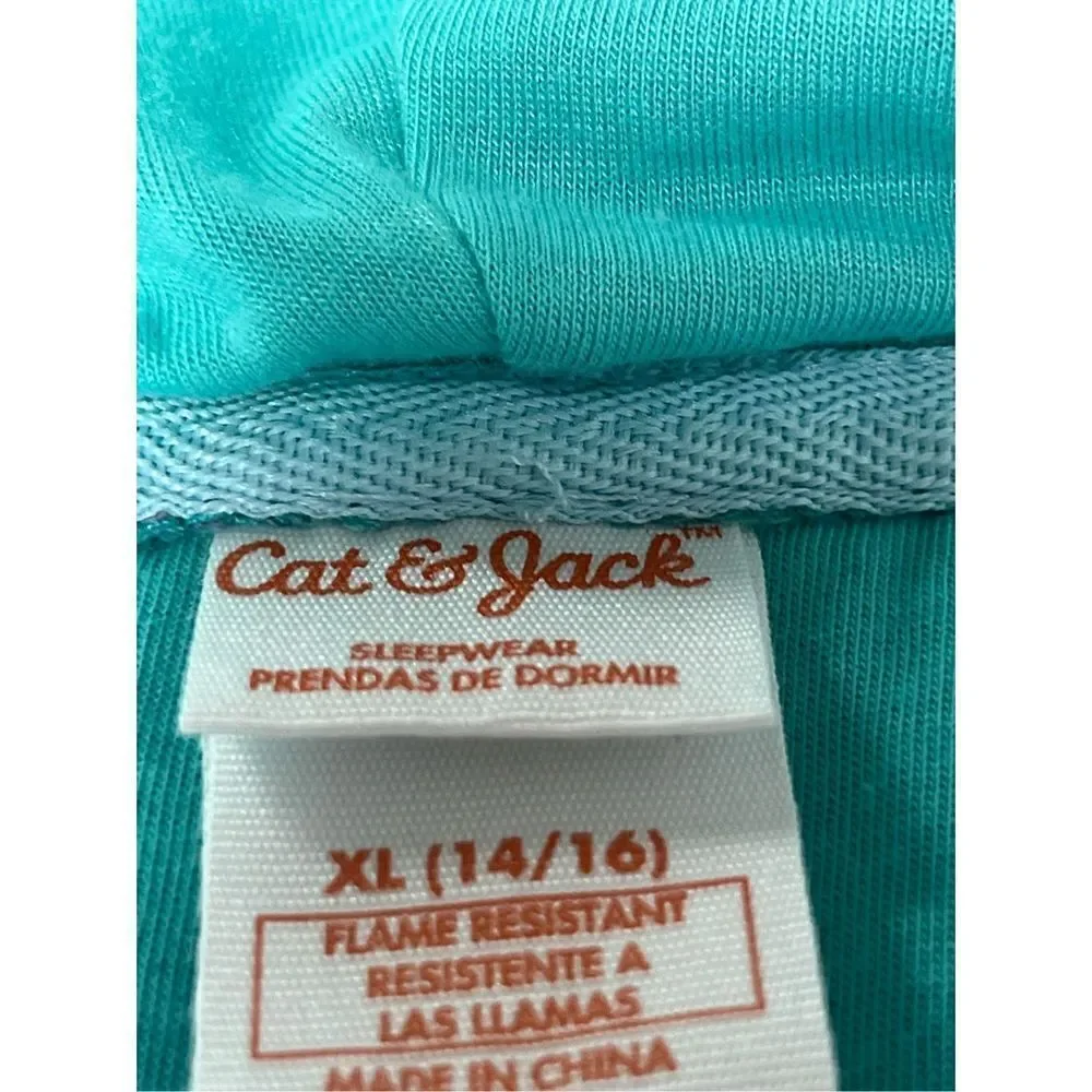 Cat & Jack Mermaid Hoodie Pajama Romper Multicolor Long Sleeve Size XL (…